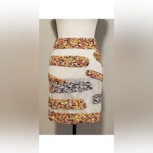 Yigal Azrouel NY Pencil Skirt Silk & Mesh Mixed Media Edgy Unique sz 10 $795
